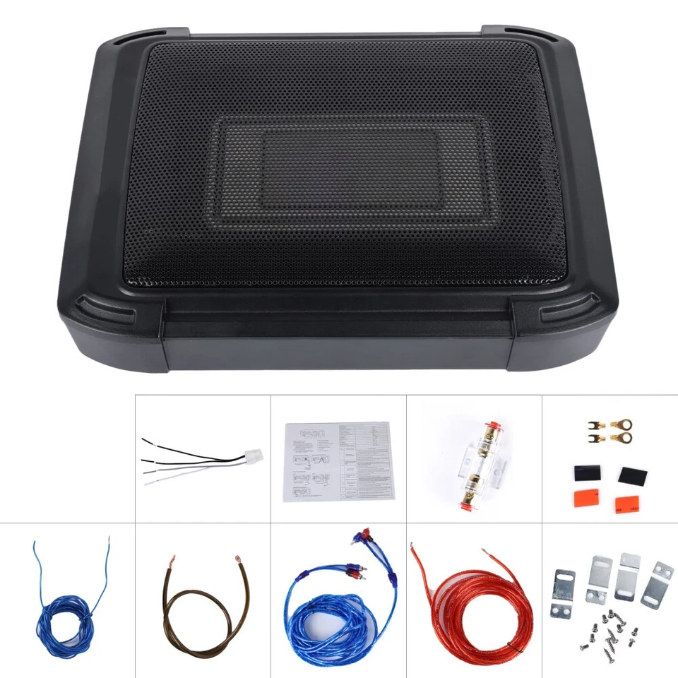 GSD-812B Aktiv Subwoofer Untersitz 1000Watt Bass Flach Auto KFZ PKW mit Kabelset - Bild 2 von 4