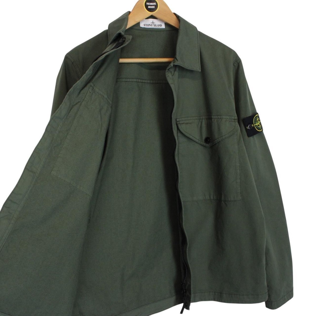 1996AW STONE  ビンテージ　シャツアウター　希少品 Stone Island AW 2024 Green Full Zip Supima Cotton Twill Overshirt