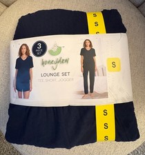 Honeydew Women's 3-Piece Lounge Set Tee, Short, Jogger, SMALL, TRUE NAVY, NWT