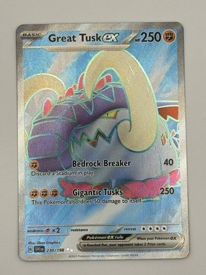 Great Tusk ex 230/198 Scarlet & Violet Ultra Rare Full Art Pokemon Card NM