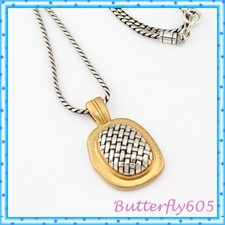 Brighton Ferrara Artisan Two Tone Brushed Gold Weave Pendant Necklace