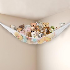 Stuffed Animal Net Hammock Corner Large Toy Storage Organizer Plush Nursery Whit