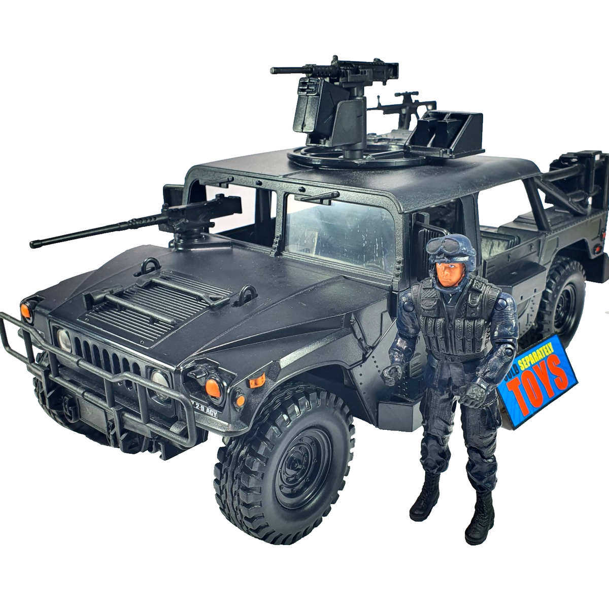 Vtg GI Joe NIGHT OPS HUMVEE vehicle + ROLL BAR figure 100
