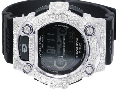 時計 CASIO G-SHOCK MULTI BAND GW-79008 Casio G-Shock Black GW-7900B White Gold Finish Iced Out 7 4/5 CT
