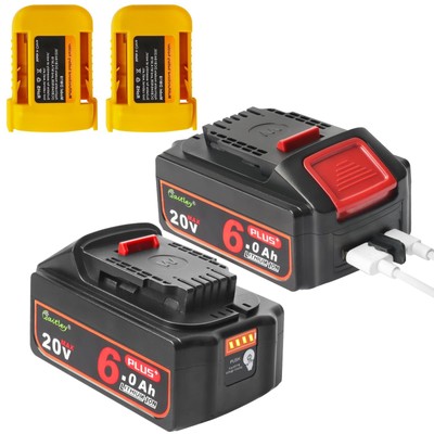 2Pack Upgraded 20V Real 6A Plus Replacement for Dewalt 20v Max Battery DCB200...