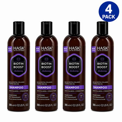 Hask Biotin Boost Thickening Shampoo Adds Fullness & Strengthens 12 fl oz 4 Pack