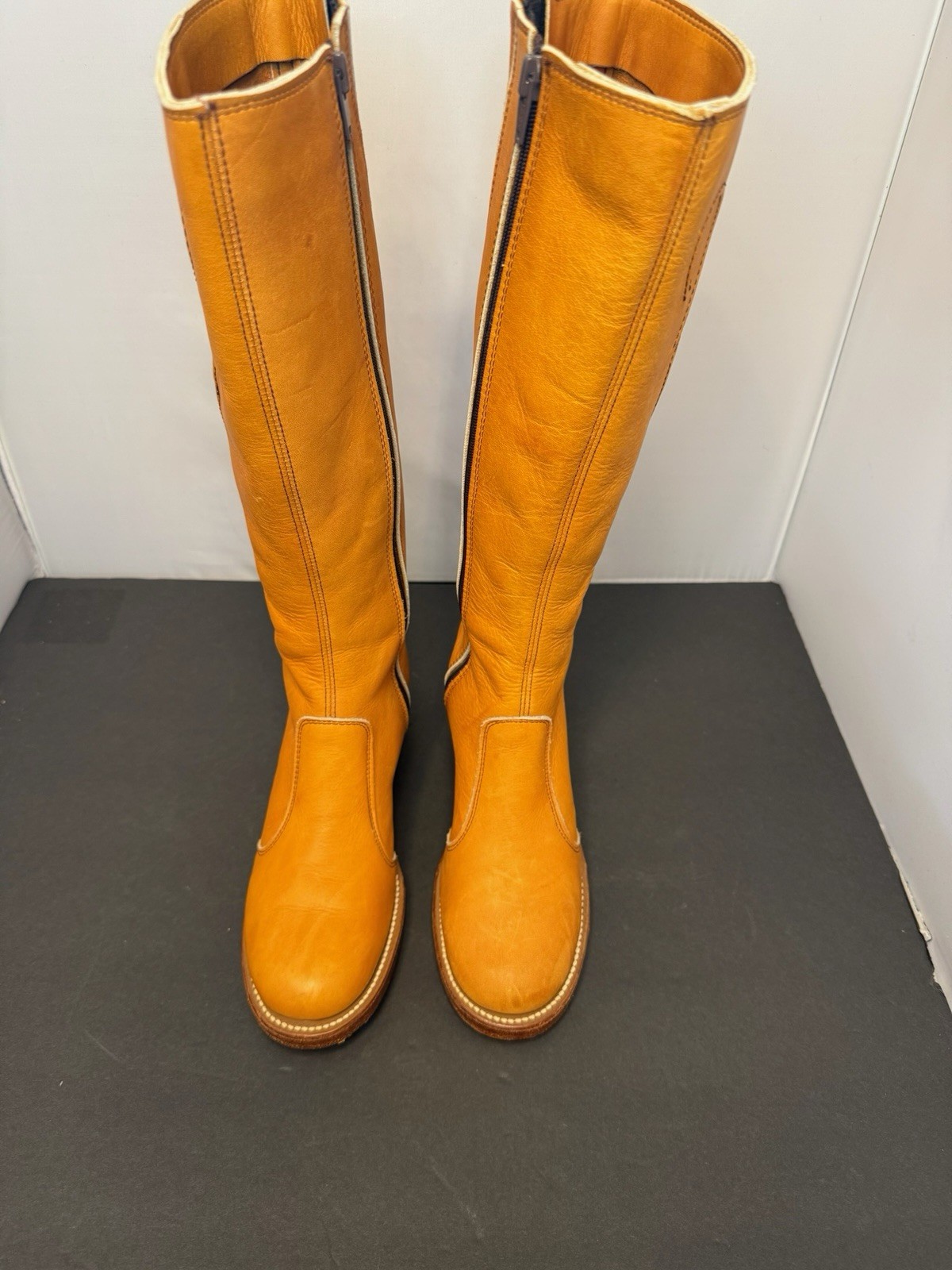 Vintage Frye Campus Boots 1970s Light Tan Size 7B Never Treated Excellent Cond. image 5