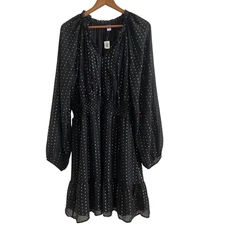 Old Navy Metallic Polka Dot Ruffle Dress XL Tall New Year Holiday Party Glam   