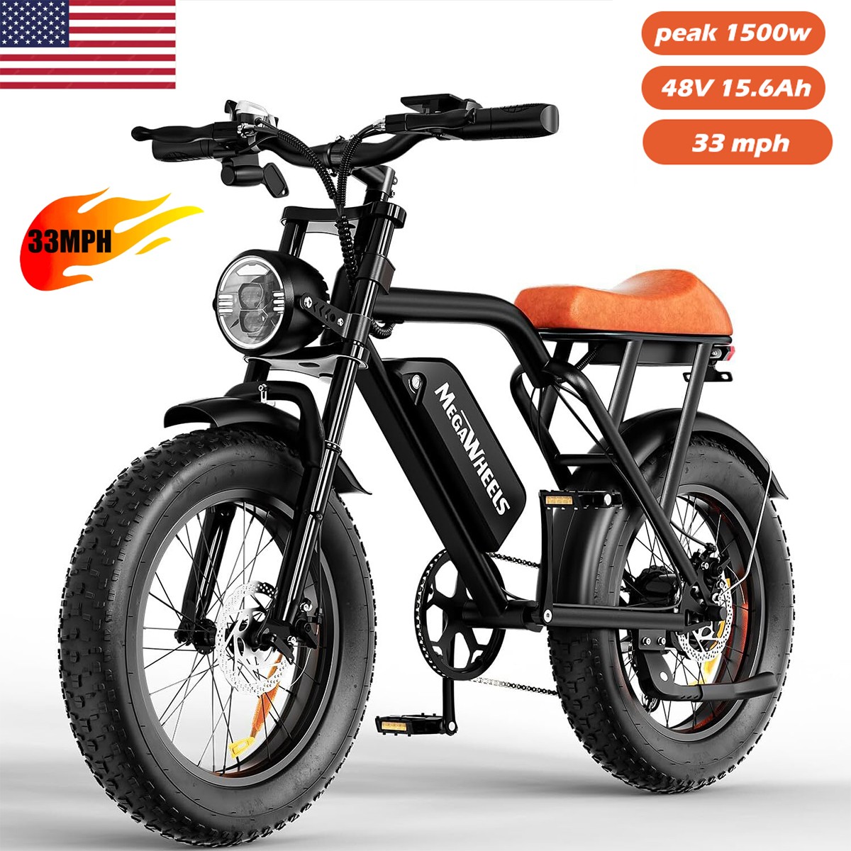 20" Electric Bike for Adult 1500W  48V/15.6AH 33MPH Fat Tire