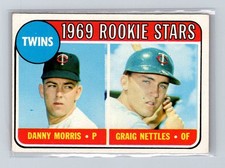 81910 1969 Topps #99 Rookie Stars Danny Morris Graig Nettles RC EX+ NO CREASES