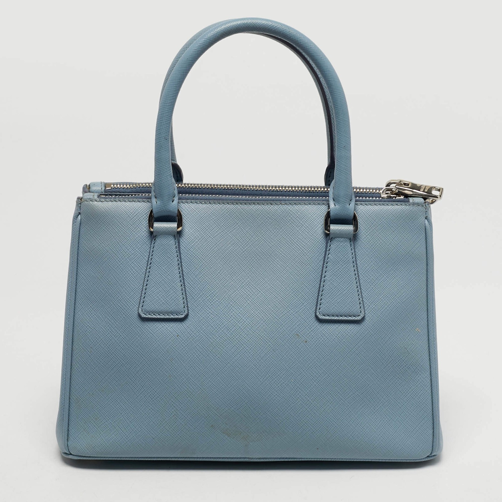 Prada Galleria Small Light Blue Saffiano Lux Leather Double Zip Tote thumbnail 4