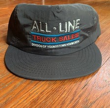 RARE All-Line Kenworth Vintage Nylon Trucker Hat Snap-on Black OSFM USA Made 80s