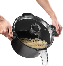 Pentola Scolapasta a Induzione 28Cm, 8 Litri Antiaderente per Pasta Con Coperchi