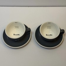 BREVILLE Home Barista Latte Art Coffee Cappuccino Cups W/ Saucers Gray