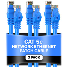 3-Pack - CAT5e Ethernet Cable Blue RJ45 UTP LAN Patch Cord 1.5ft  200ft Lot