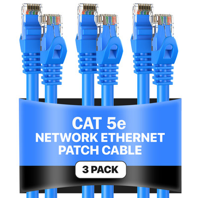 3-Pack - CAT5e Ethernet Cable Blue RJ45 UTP LAN Patch Cord 1.5ft 200ft Lot