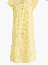 NWT J.Crew Eyelet Flutter Sleeve  Cotton Pockets Preppy Yellow Sun Dress  Size 2