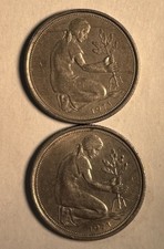 2 50 Pfennig German Coins 1971 D & J