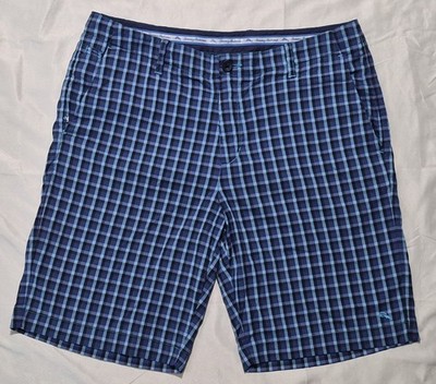 TOMMY BAHAMA Chip Shot Island Zone Shorts Blue Plaid Marina Check Men's Size 35 