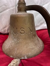 Vintage USN United States Navy Brass Nautical Ship Boat Bell WWII CLEAN RARE
