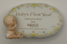 1983 Enesco Baby  s First Year Photo Frame Plaque Vintage Nursery Decor