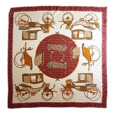 VTG Carriage Print 100% Silk Scarf Twill 35/ ...