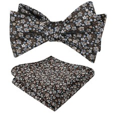 Men's Floral Self-Tied Bow Tie with Pocket Square 2 PCS Colorful Tie Set