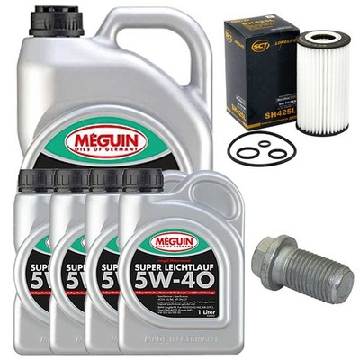 Motoröl Filter Set 5W-40 Meguin 9 Liter + Schraube für Mercedes E-Klasse CLK