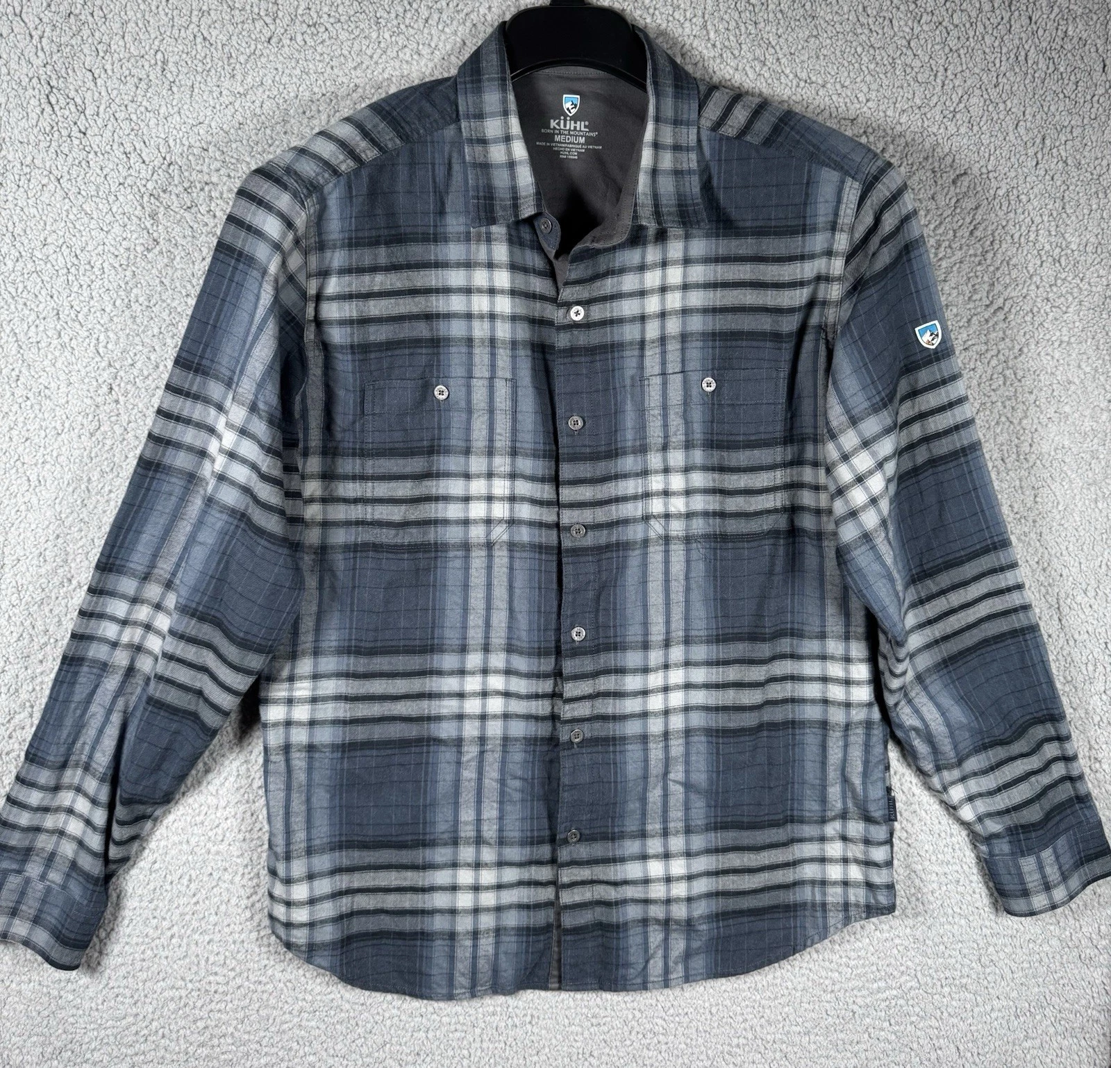 Kuhl Flannel Shirt Mens Medium Plaid Fleece Casual Outdoors Hiking Button Up