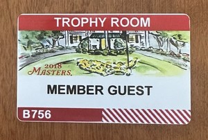2018 Masters Golf Tournament TROPHY ROOM BADGE AUGUSTA NATIONAL Patrick Reed