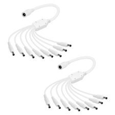 12V DC Power Splitter Cable 1 to 8 Way Y Adapter 5.5x2.1mm CCTV Camera 2 Pack