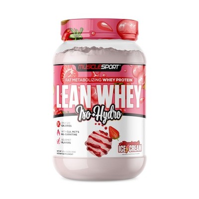 Whey Protein Isolate Powder 2LB 25g Strawberry MuscleSport Lean Revolution Carb