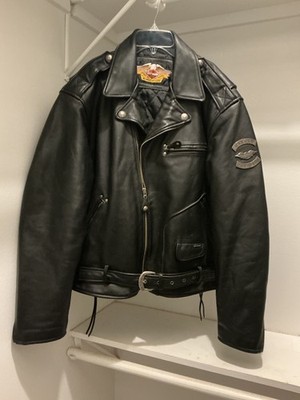 Harley-Davidson Men's Black Motorcycle Jacket Buckle Zip Zipped Pockets M