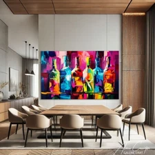 Colorful Abstract Canvas Art Bar Wall Art Abstract Pop Art Wall Decor Large