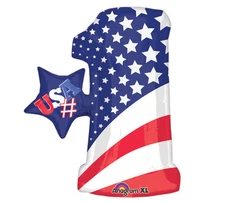 USA #1 28" Foil Balloon America Pride Stars and Stripes Helium Saver Large