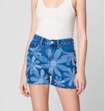 Blank NYC The Reeve Floral High Waist Ribcage Cutoff Jean Shorts Size 26 NWT New