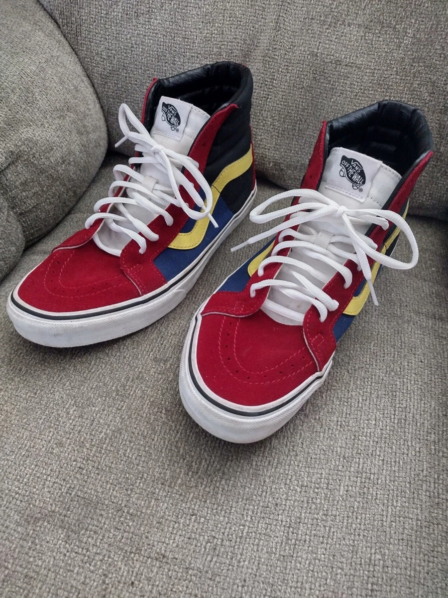 Vans Old High Top Sneakers 9.5 Womens 11 Red Blue Yellow Black | eBay