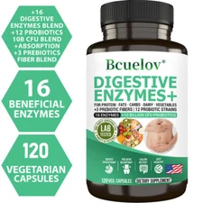Digestive Enzymes w/ Prebiotic & Probiotics, Gas, Constipation & Bloating Relief