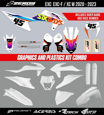 KTM CUSTOM MX GRAPHICS AND PLASTICS COMBO EXC EXC F XCW 2020-2023 6 DAYS