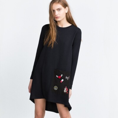 zara patch dress