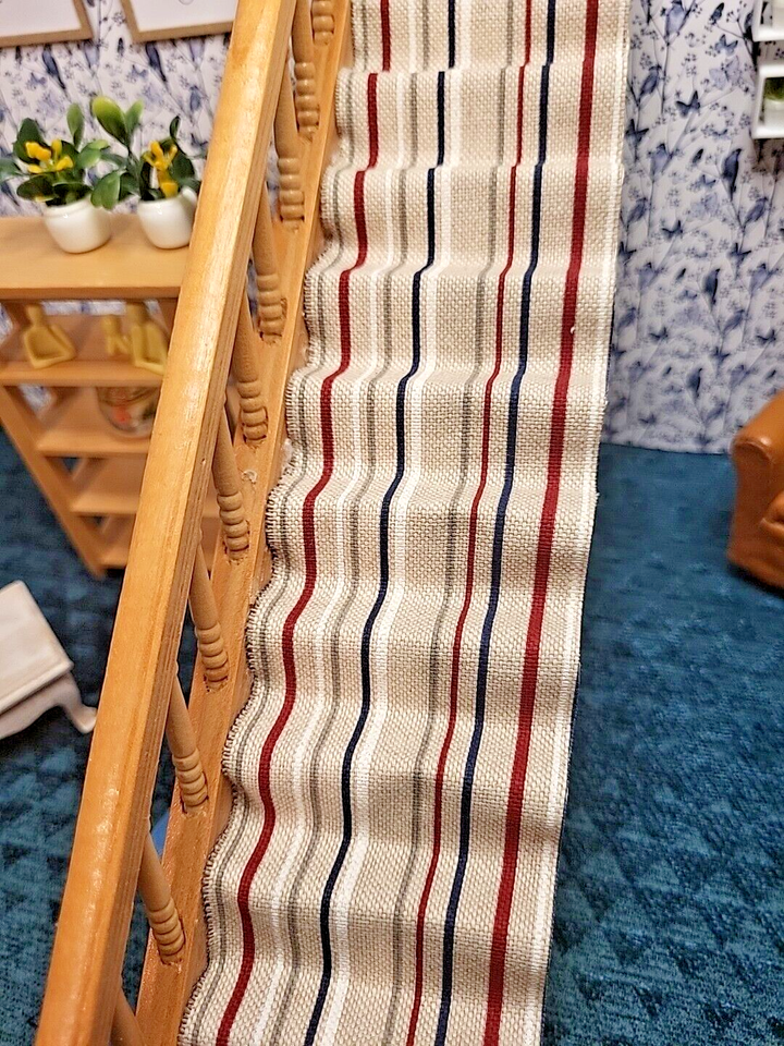 Dolls House Stair Carpet 3"x21" Landing 18" X 5" 1.12th Handmade Beige