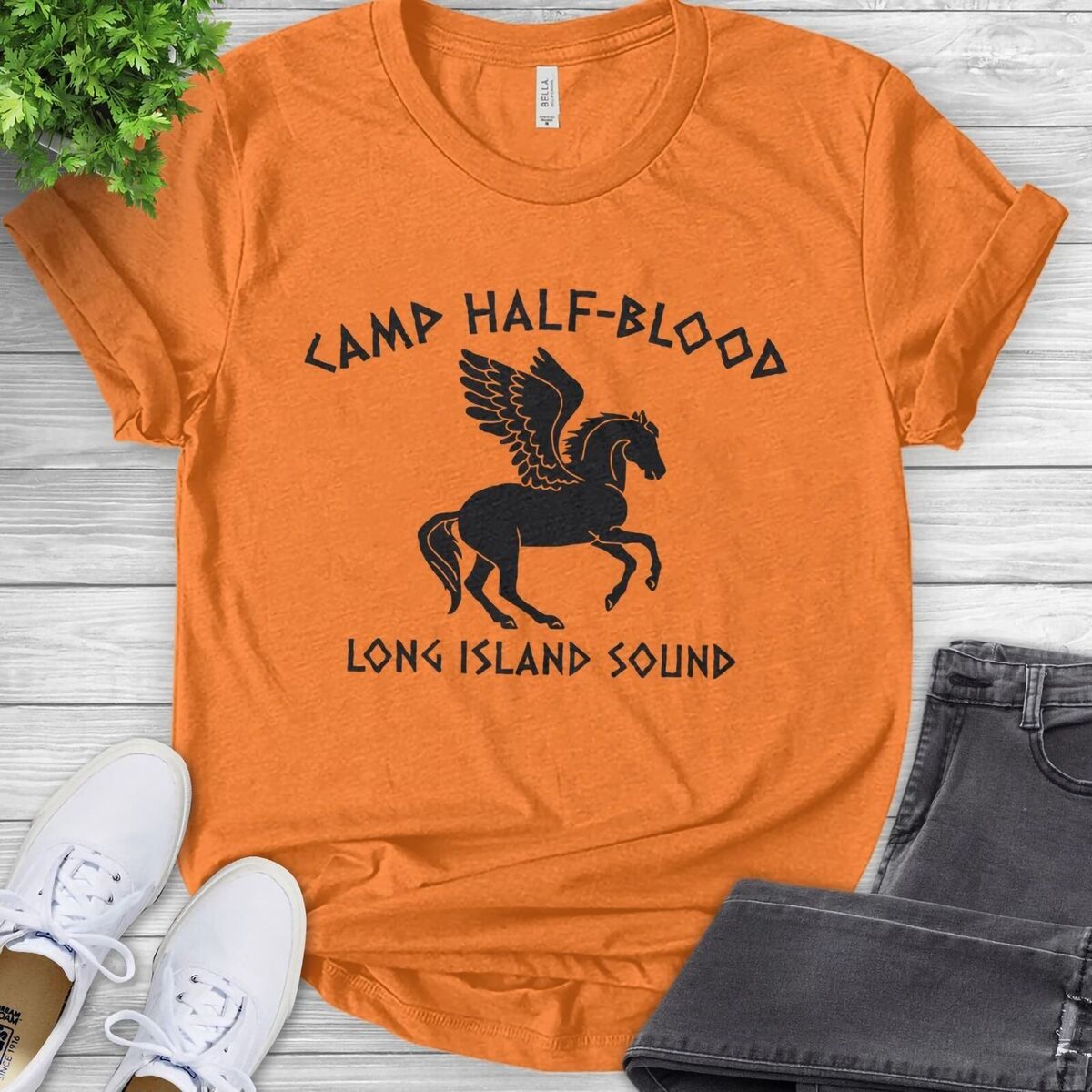 Camp Half Blood Kids T-Shirt Orange Pegasus Percy Jackson Greek