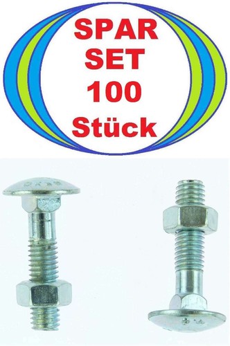 100 Schlossschrauben M8 x 35 m. Mutter Flachrundschrauben DIN 603 Vierkantansatz - Bild 1 von 2