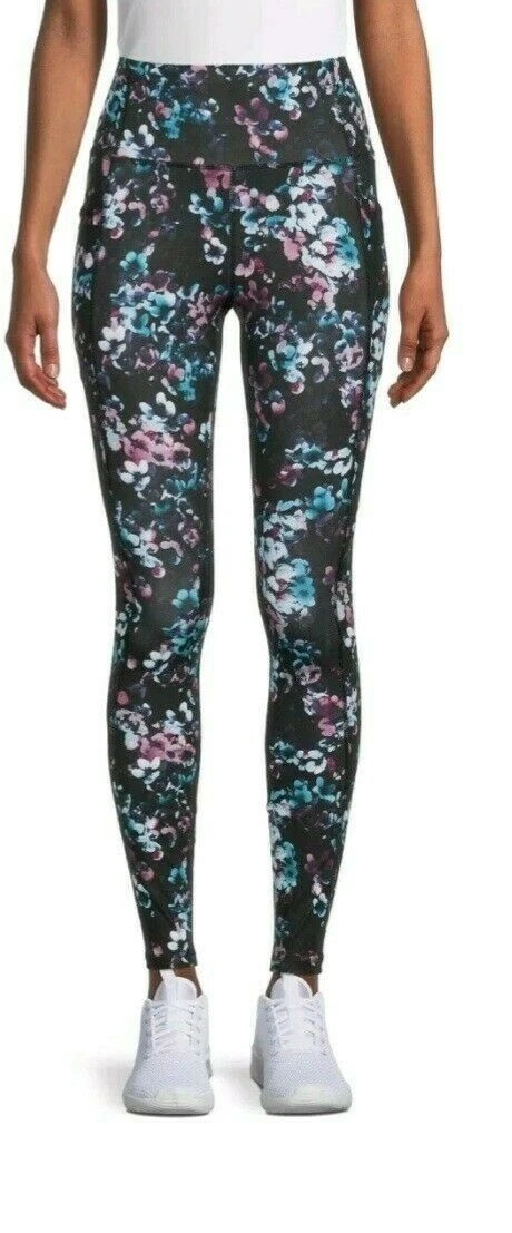 Avia Womens Core Performance Floral Leggings Size M (8-10) New With Tags  Black