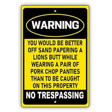 Funny Warning Sign, To Be Caught On This Property No Trespassing Metal Sign