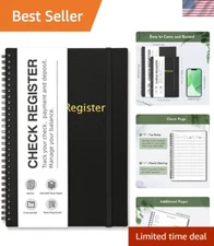 Large 7.5'' x 10'' Black Check Register - Perfect Budget Planner for All Needs