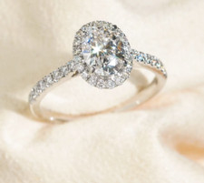 2 Ct Oval Cut Moissanite Engagement Ring 14K White Gold Plated For Her