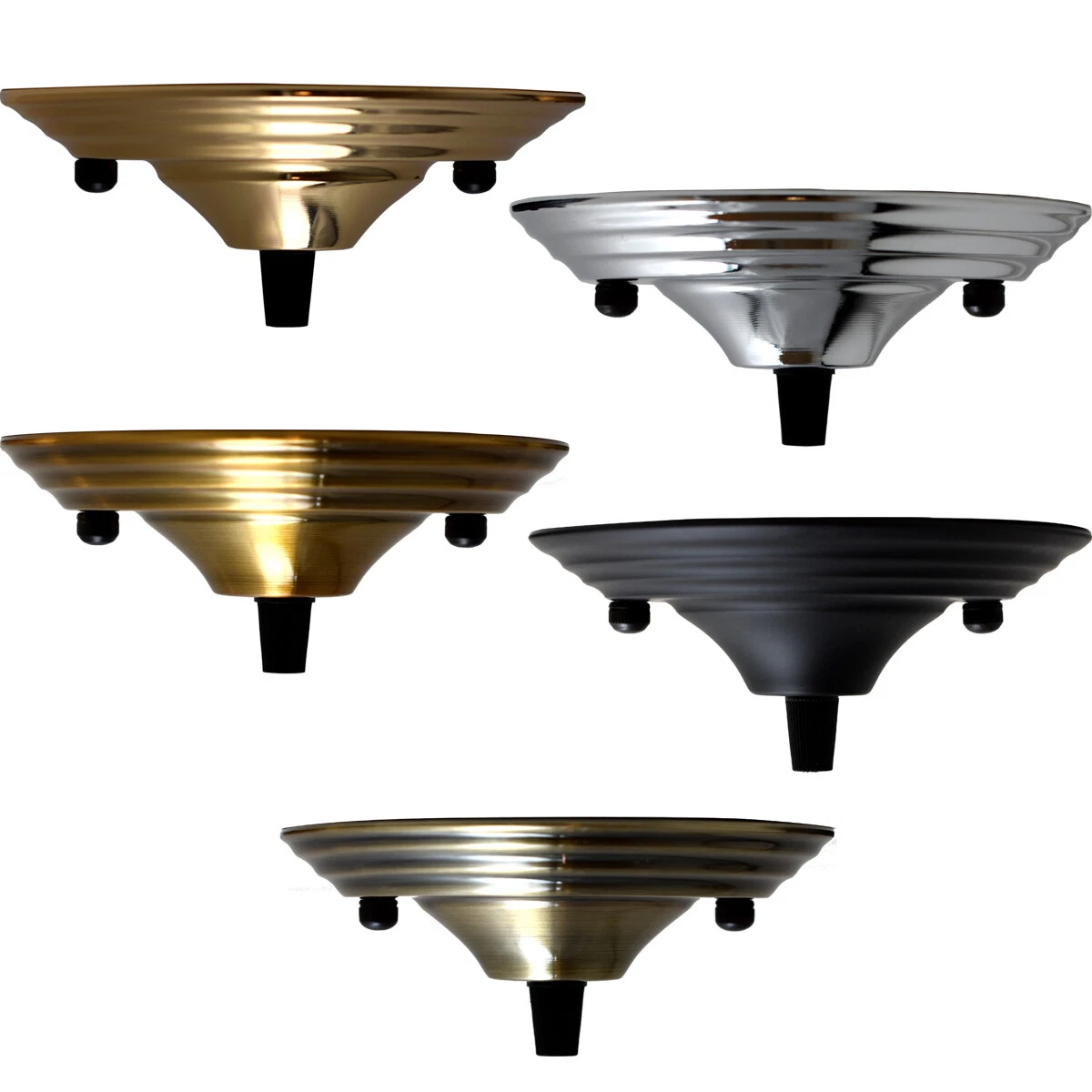Rosone Da Soffitto In Ottone Antico Per Lampadari – Diametro 100 Mm – Attacco Frontale/Laterale – Stile British - 3