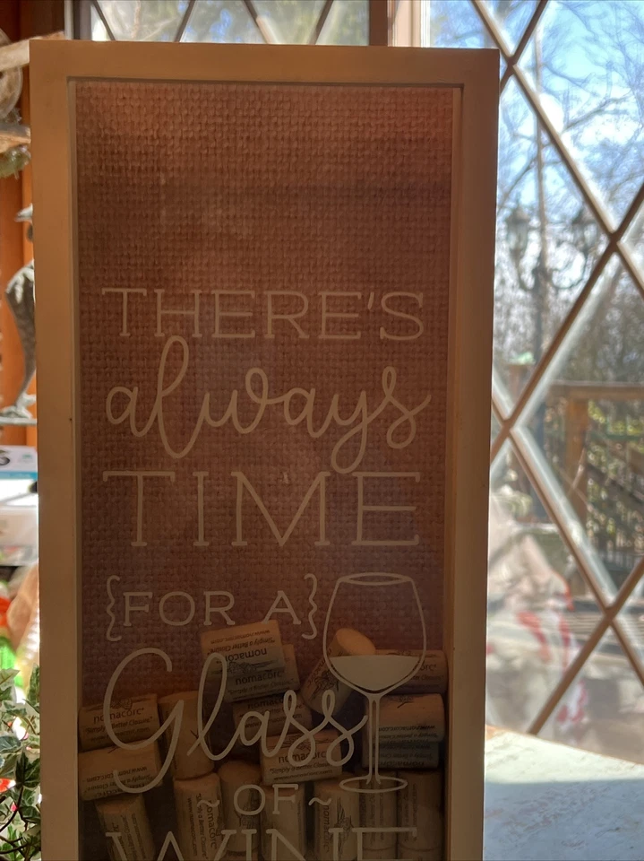 Wooden Wine Shadow Box Cork Catch Box Theres always time for a glass of wine - Image 2 of 4