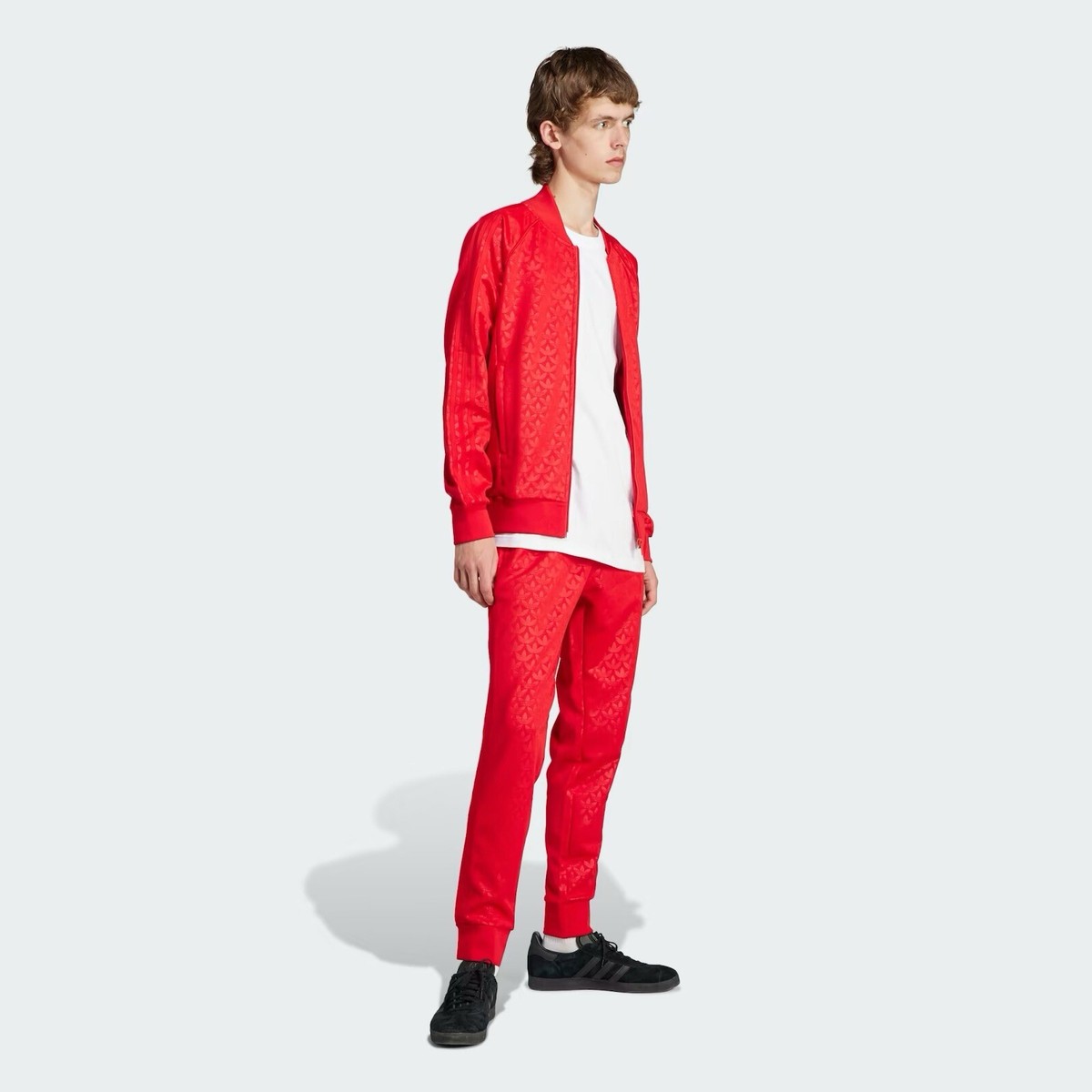 Adidas Originals Men's Track Top Red Jacket AOP Mono Logo IJ5689